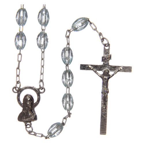 Rosary in light-blue semi-pearl with 5x3 mm oval beads 1