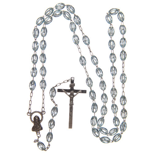 Rosary in light-blue semi-pearl with 5x3 mm oval beads 4
