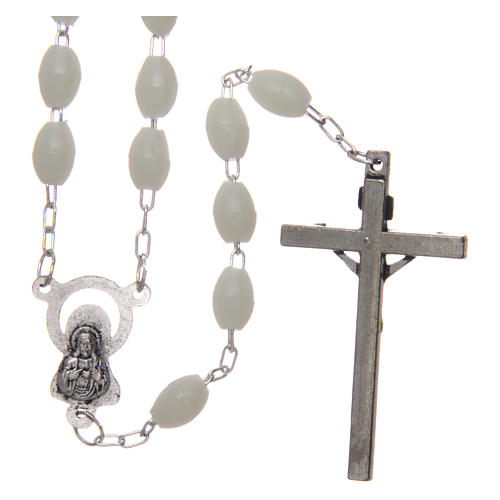 Rosary in fluorescent semi-pearl with 5x3 mm oval beads 2