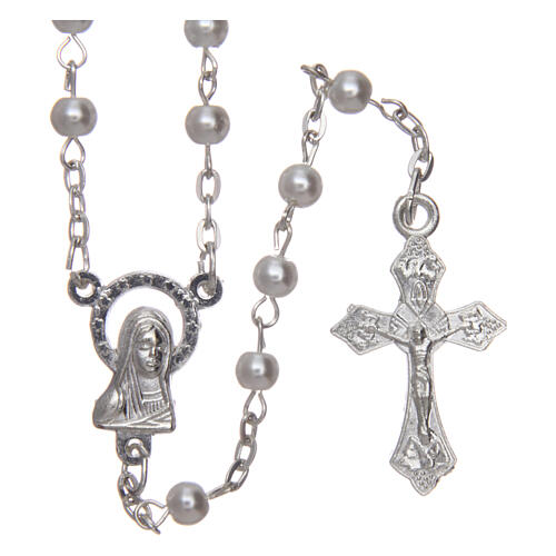 Imitation pearl rosary round beads 4 mm 1