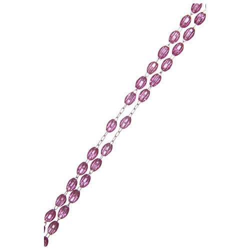 Rosary in amethyst-colour plastic with oval beads 5x3 mm 3