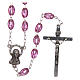 Rosary in amethyst-colour plastic with oval beads 5x3 mm s1