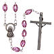 Rosary in amethyst-colour plastic with oval beads 5x3 mm s2