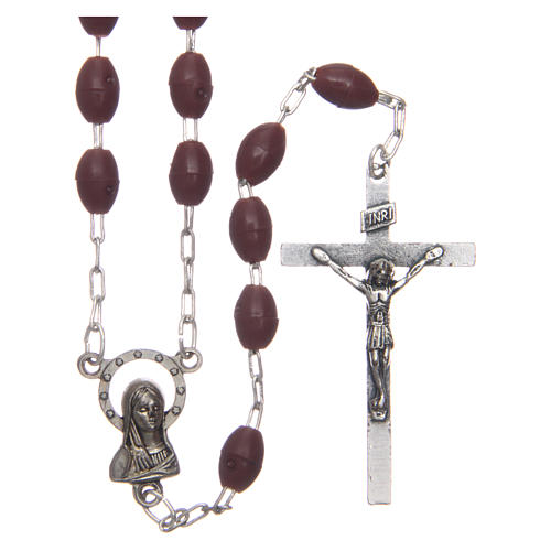 Rosary in brown plastic with oval beads 5x3 mm 1