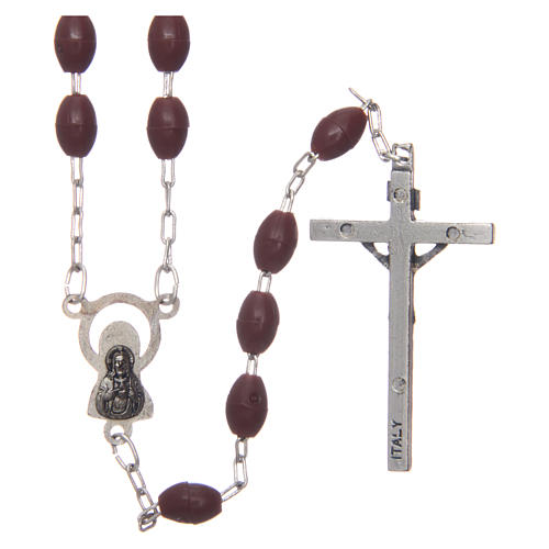 Rosary in brown plastic with oval beads 5x3 mm 2