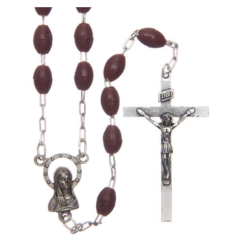 Rosary with plastic oval brown beads 5x3 mm 1