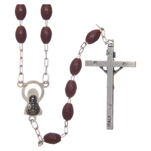 Rosary with plastic oval brown beads 5x3 mm 2