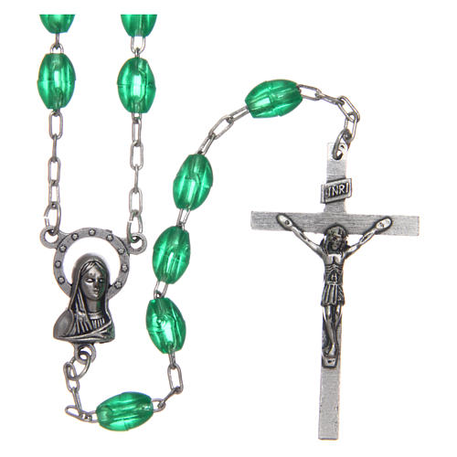 Rosary in green plastic with oval beads 5x3 mm 1