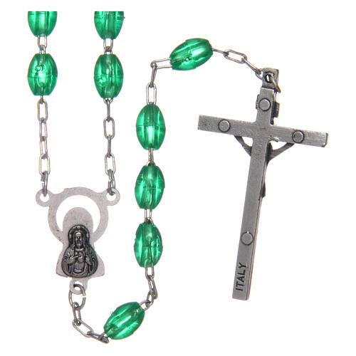 Rosary in green plastic with oval beads 5x3 mm 2