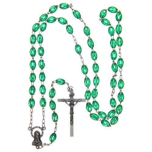Rosary in green plastic with oval beads 5x3 mm 4
