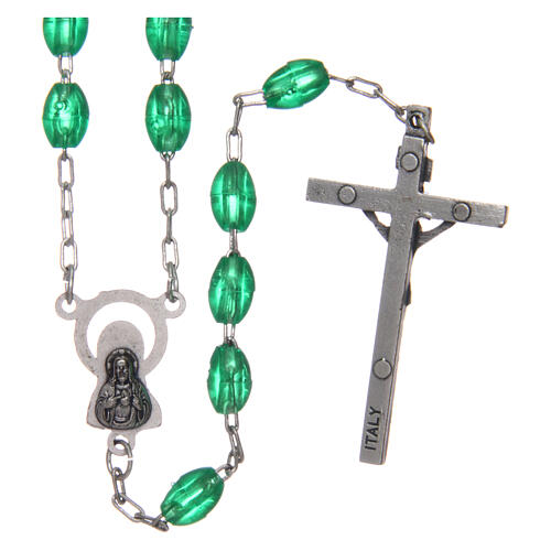 Rosary with plastic oval green beads 5x3 mm 2
