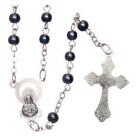 Rosary in hematite-colour semi-pearl 1 mm