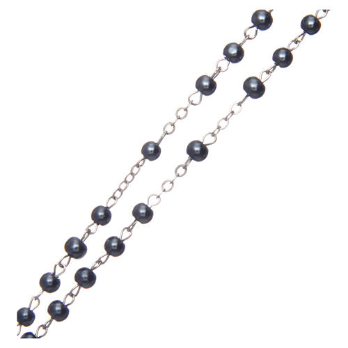Rosary in hematite-colour semi-pearl 1 mm 3