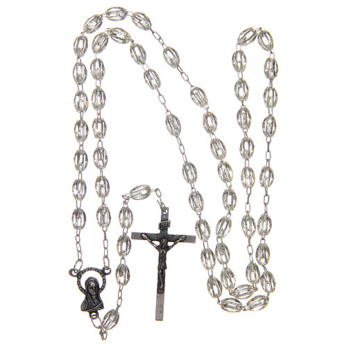 Rosary in crystal-colour plastic with oval beads 5x3 mm 4