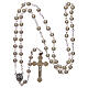 Imitation pearl rosary round white beads 5 mm enamelled cross s4