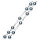 Round light blue semi-pearl rosary 5 mm with enameled cross s3