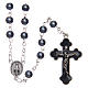 Round hematite-coloured semi-pearl rosary 5 mm with enameled cross s1