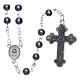 Round hematite-coloured semi-pearl rosary 5 mm with enameled cross s2