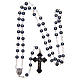 Round hematite-coloured semi-pearl rosary 5 mm with enameled cross s4