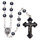 Imitation pearl rosary round hematite color beads 5 mm enamelled cross s1