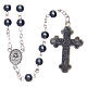 Imitation pearl rosary round hematite color beads 5 mm enamelled cross s2