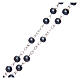 Imitation pearl rosary round hematite color beads 5 mm enamelled cross s3