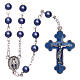 Imitation pearl rosary round violet beads 5 mm enamelled cross s1