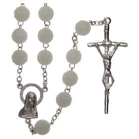 Fluorescent rosary with rose-shaped plastic beads 8 mm