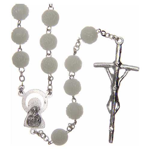 Fluorescent rosary with rose-shaped plastic beads 8 mm 2