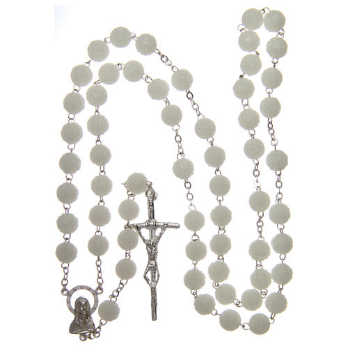 Fluorescent rosary with rose-shaped plastic beads 8 mm 4