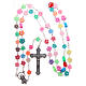 Rosary in plastic with 9mm flower-shaped multicoloured beads. s4