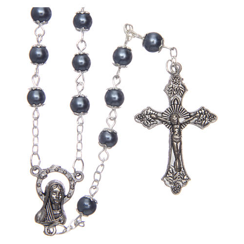 Rosary in silver amethyst semi-pearl with 5mm round beads and cotters 1