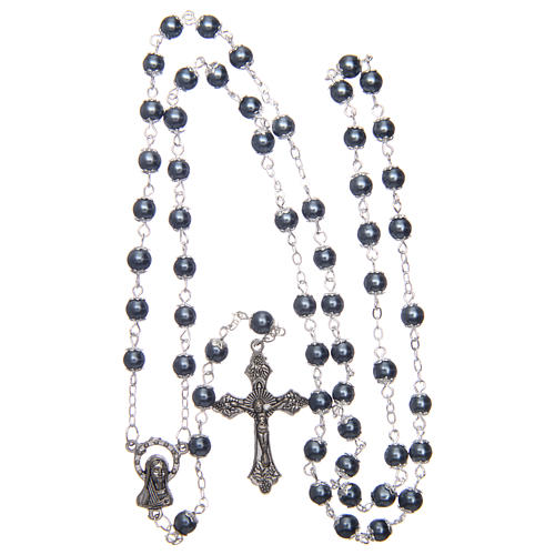 Rosary in silver amethyst semi-pearl with 5mm round beads and cotters 4