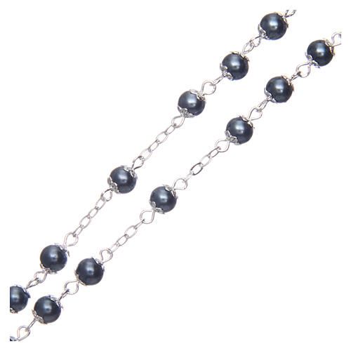 Imitation pearl rosary with amethyst color round beads 5 mm with caps 3