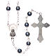 Imitation pearl rosary with amethyst color round beads 5 mm with caps s2