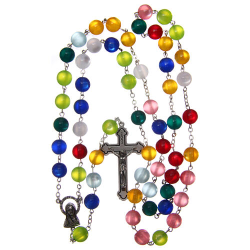 Imitation pearl rosary multicolored beads 10 mm 4