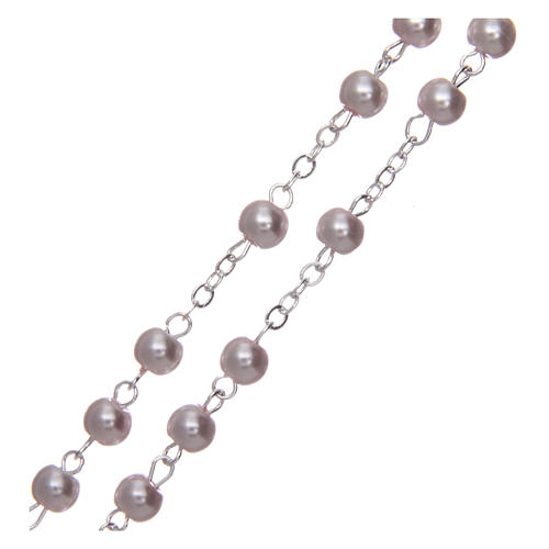 Semi-pearl rosary with round pink beads 5 mm 3