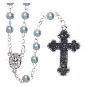 Semi-pearl rosary with round light blue beads 5 mm