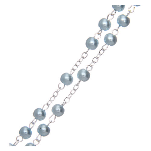 Semi-pearl rosary with round light blue beads 5 mm 3