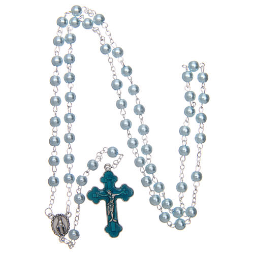 Semi-pearl rosary with round light blue beads 5 mm 4