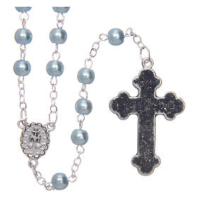 Imitation pearl rosary round light blue beads 5 mm