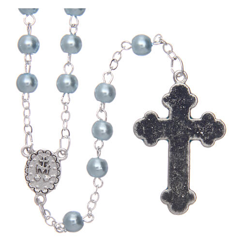 Imitation pearl rosary round light blue beads 5 mm 2