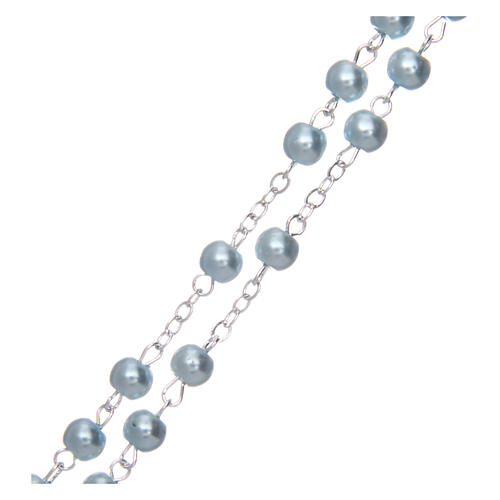 Imitation pearl rosary round light blue beads 5 mm 3