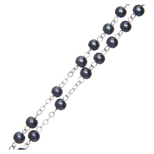 Semi-pearl rosary with round grey beads 5 mm 3