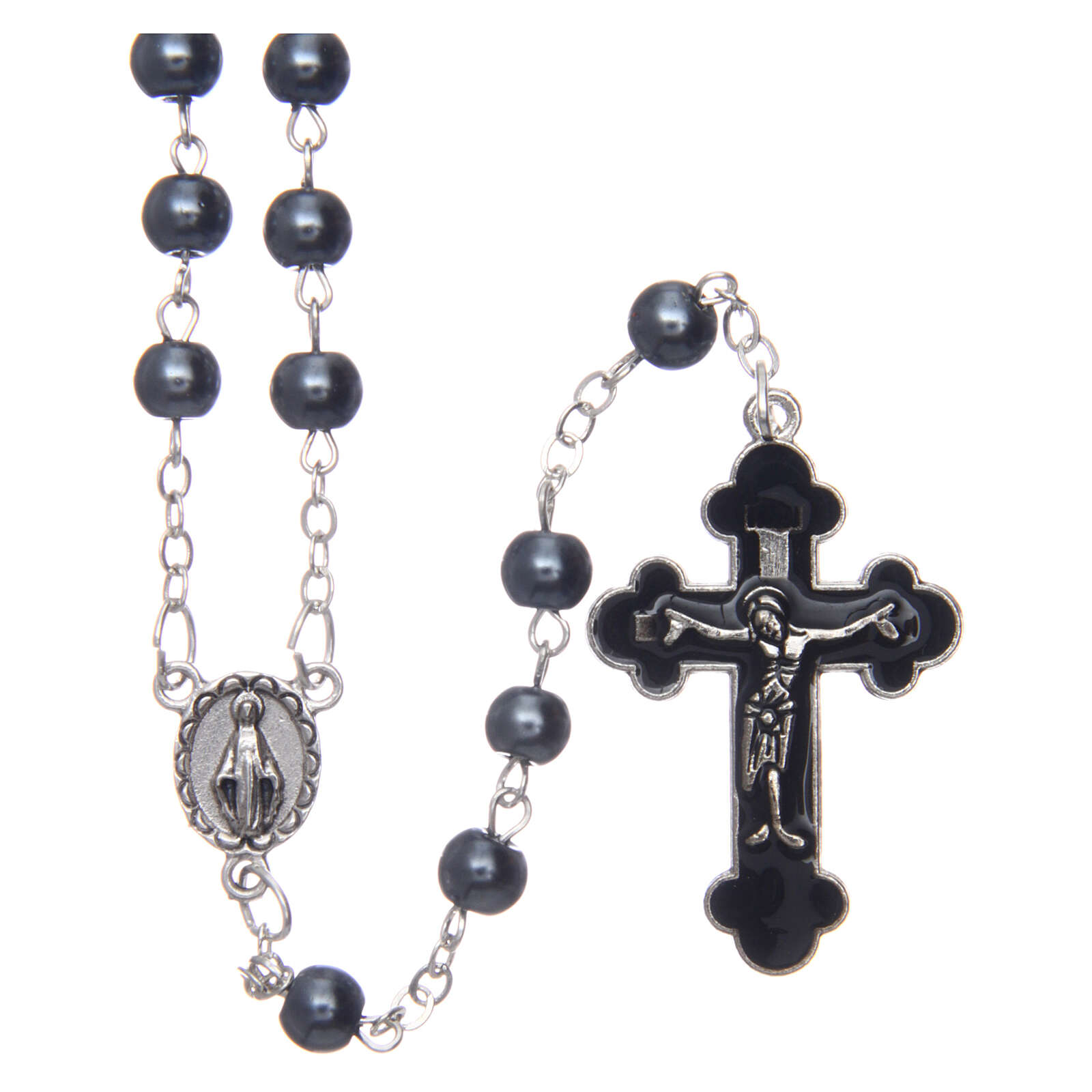 Imitation pearl rosary round grey beads 5 mm | online sales on HOLYART.com