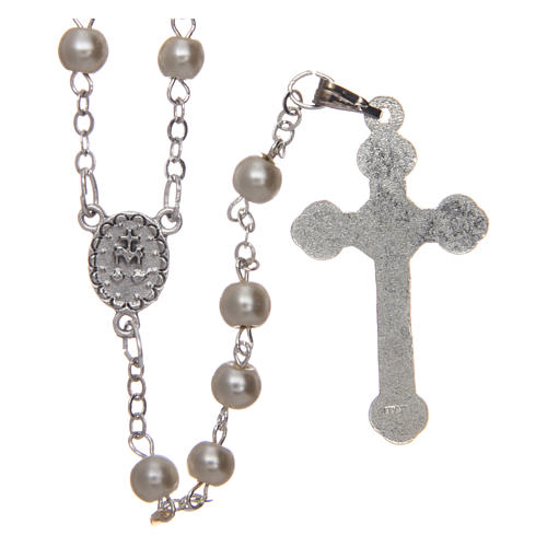 Semi-pearl rosary with round white beads 5 mm 2