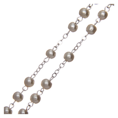 Semi-pearl rosary with round white beads 5 mm 3