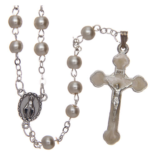 Imitation pearl rosary round white beads 5 mm 1