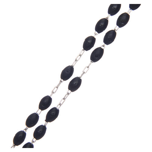 Rosenkranz mit schwarzen ovalen Perlen aus Kunststoff, 7x5 mm 3