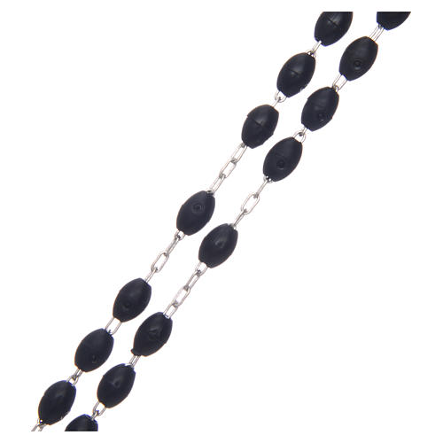 Plastic rosary with oval black beads 7x5 mm 3